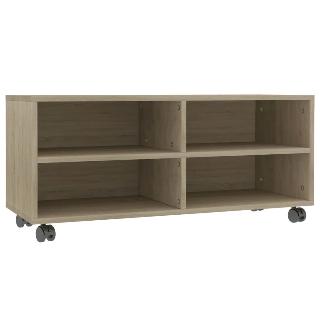 TV Cabinet with Castors Sonoma Oak 35.4"x13.8"x13.8" Chipboard - Asmota