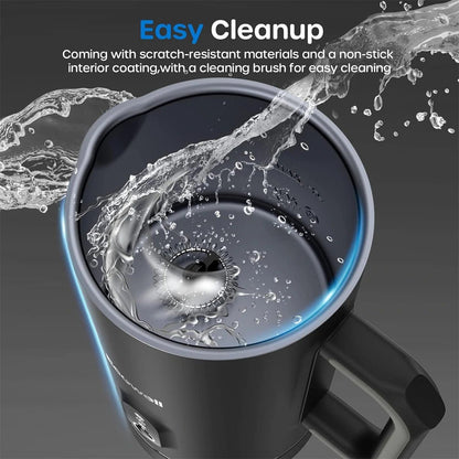 [US Direct] ECOWELL Milk Frother, Frother for Coffee 4 In 1, Milk Steamer Warm and Cold Foam Frother, Milk Steamer and Frother for Latte, Macchiato, Cappuccinos Silent Working 8.1oz/240 ml WMMF01 Black - Asmota