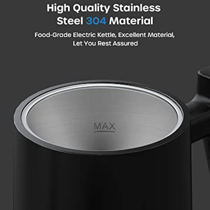 [US Direct] ECOWELL WMTS01 Gooseneck Electric Kettle, Gooseneck Kettle Electric Water Kettle Stainless Steel with Temperature Control, Pour Over Kettle for Coffee and Tea, 1200W Quick Heating, 0.8L, Matte Black - Asmota