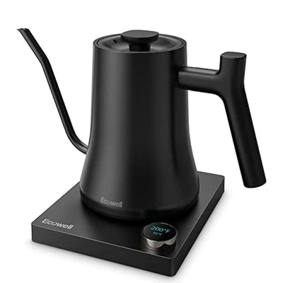[US Direct] ECOWELL WMTS01 Gooseneck Electric Kettle, Gooseneck Kettle Electric Water Kettle Stainless Steel with Temperature Control, Pour Over Kettle for Coffee and Tea, 1200W Quick Heating, 0.8L, Matte Black