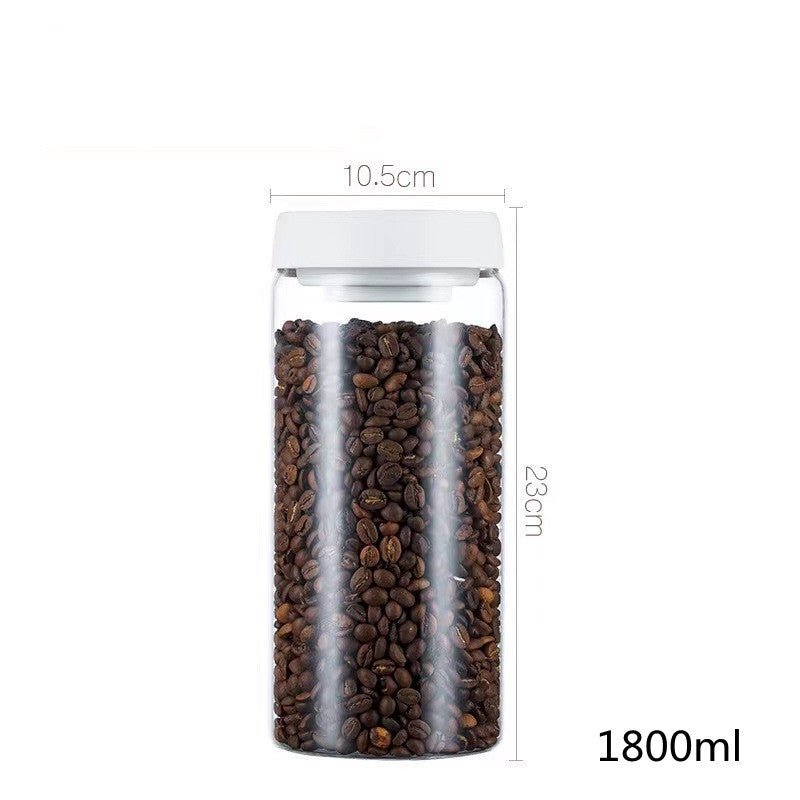 Vacuum Sealed Jug Set Black Coffee Beans Glass Airtight Canister Kitchen Food Grains Candy Keep Good Storage Jar Set Kitchen Gadgets - Asmota