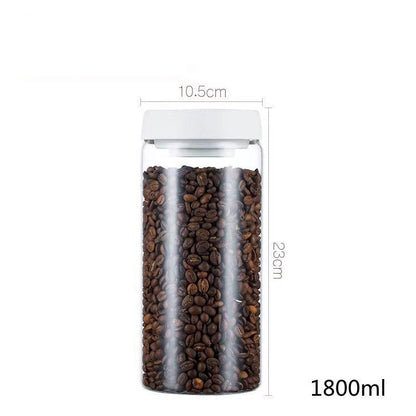 Vacuum Sealed Jug Set Black Coffee Beans Glass Airtight Canister Kitchen Food Grains Candy Keep Good Storage Jar Set Kitchen Gadgets - Asmota