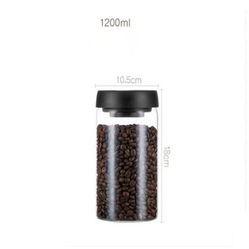 Vacuum Sealed Jug Set Black Coffee Beans Glass Airtight Canister Kitchen Food Grains Candy Keep Good Storage Jar Set Kitchen Gadgets - Asmota