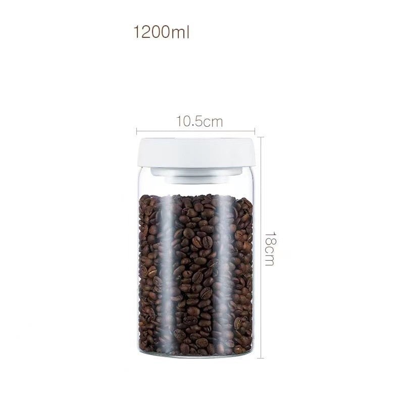 Vacuum Sealed Jug Set Black Coffee Beans Glass Airtight Canister Kitchen Food Grains Candy Keep Good Storage Jar Set Kitchen Gadgets - Asmota