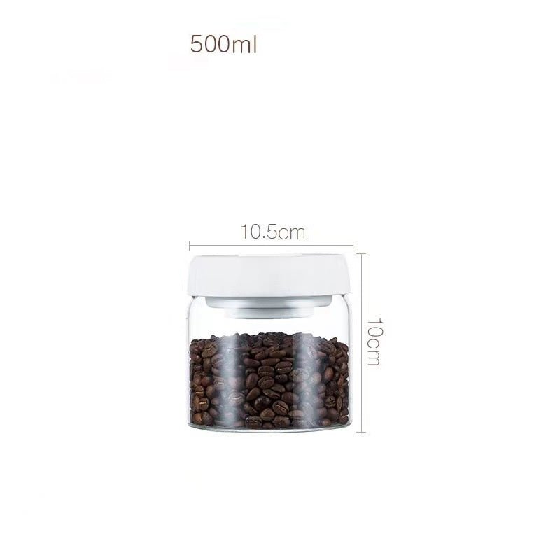 Vacuum Sealed Jug Set Black Coffee Beans Glass Airtight Canister Kitchen Food Grains Candy Keep Good Storage Jar Set Kitchen Gadgets - Asmota
