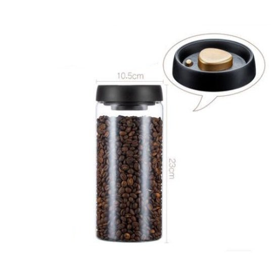 Vacuum Sealed Jug Set Black Coffee Beans Glass Airtight Canister Kitchen Food Grains Candy Keep Good Storage Jar Set Kitchen Gadgets - Asmota