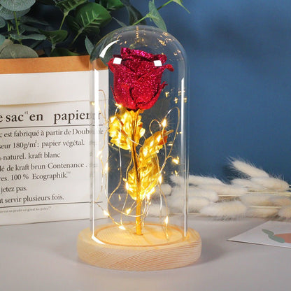 Valentines Day Gift For Girlfriend Eternal Rose Flowers LED Light In Glass Cover Day Wedding Decoration Favors Mother Day Female Gift Gift - Asmota
