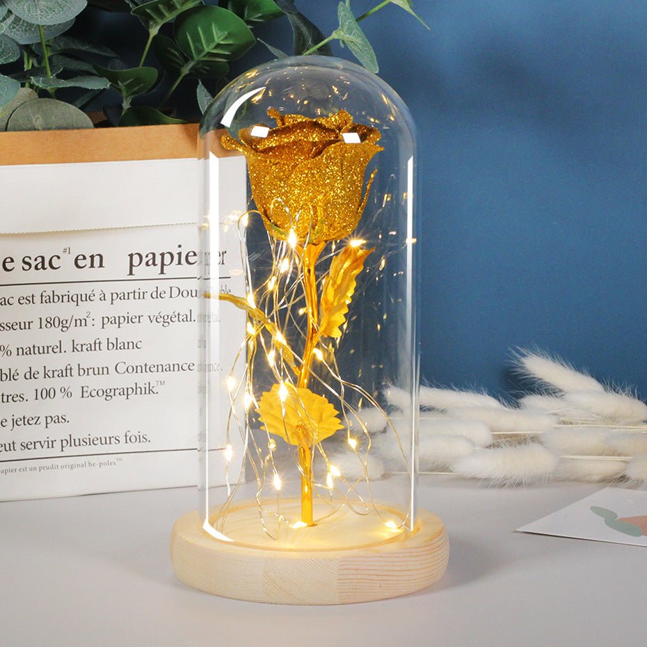 Valentines Day Gift For Girlfriend Eternal Rose Flowers LED Light In Glass Cover Day Wedding Decoration Favors Mother Day Female Gift Gift - Asmota