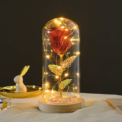 Valentines Day Gift For Girlfriend Eternal Rose Flowers LED Light In Glass Cover Day Wedding Decoration Favors Mother Day Female Gift Gift - Asmota