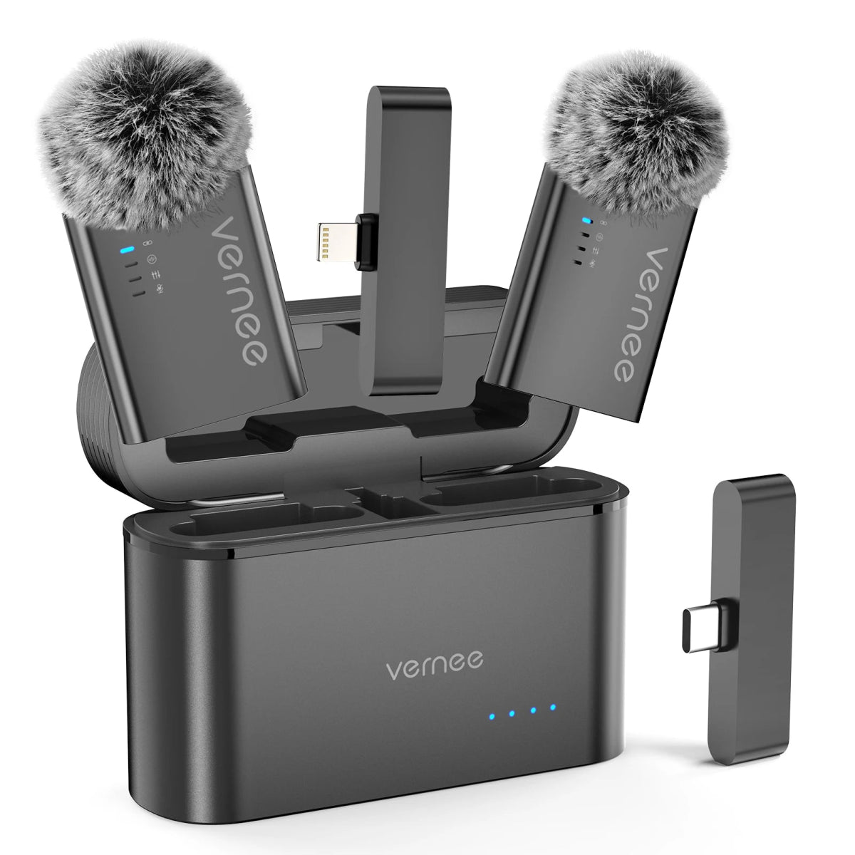 vernee M1 Wireless Lavalier Microphone with Charging Case Short Video Recording Mini Mic for iPhone/iPad/Android - Asmota