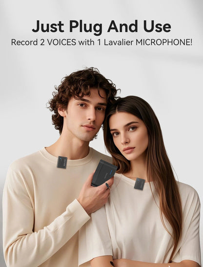 vernee M1 Wireless Lavalier Microphone with Charging Case Short Video Recording Mini Mic for iPhone/iPad/Android - Asmota