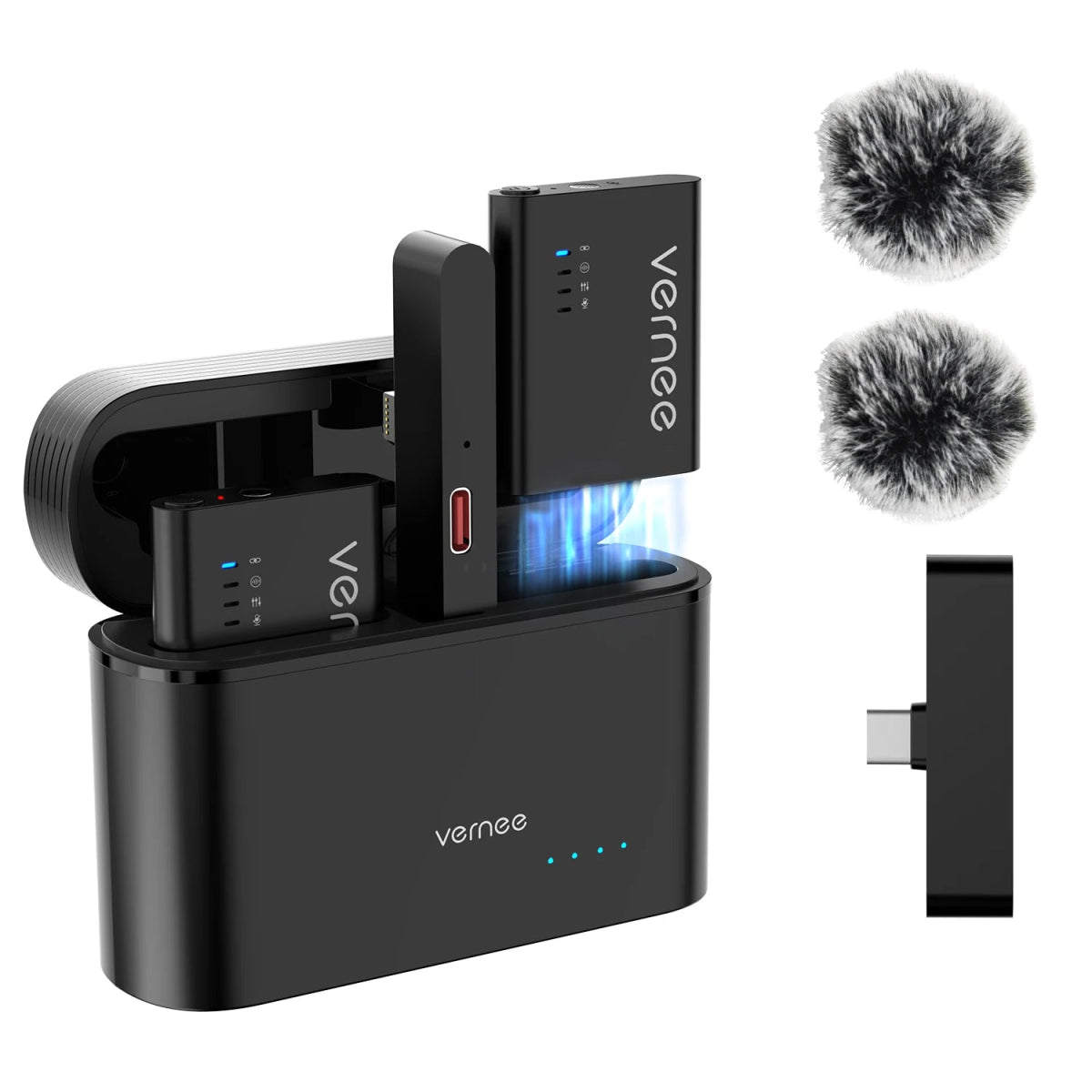 vernee M1 Wireless Lavalier Microphone with Charging Case Short Video Recording Mini Mic for iPhone/iPad/Android - Asmota