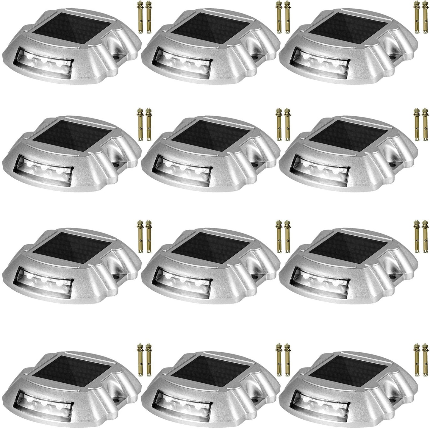VEVOR Driveway Lights 12 - Pack Solar Driveway Lights Bright White with Screws Solar Deck Lights Outdoor Waterproof Wireless Dock Lights 6 LEDs for Path Warning Garden Walkway Sidewalk Steps - Asmota