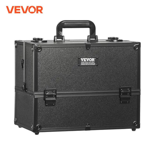 VEVOR Makeup Train Case Large Portable Cosmetic Case, Professional Makeup Storage Box w/ Handle & Strap Travel for Women & Girl - Asmota