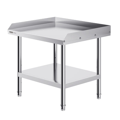 Stainless Steel Work Table, 24 x 28 x 26 Inch Commercial Food Prep Worktable, 3-Sided Backsplash Heavy Duty Prep Worktable, Metal Work Table with Adjustable Height for Restaurant Home Hotel