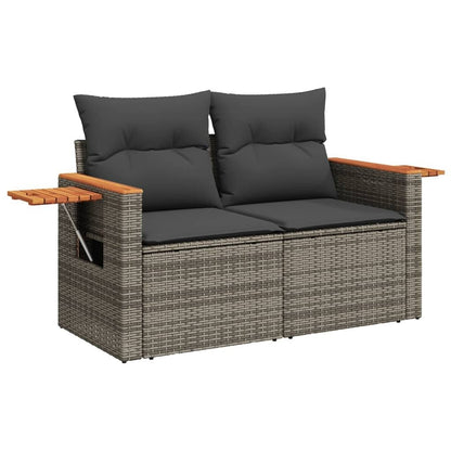 vidaXL Garden Sofa Grey PE rattan, powder - coated steel, solid acacia wood - Asmota