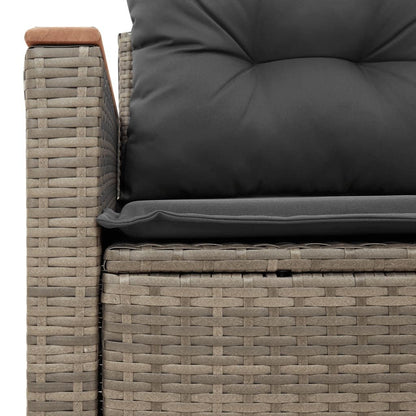 vidaXL Garden Sofa Grey PE rattan, powder - coated steel, solid acacia wood - Asmota