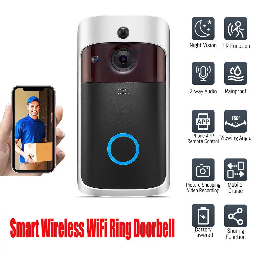 Video Intercom Doorbell Smart WiFi Video Doorbell Camera Night Vision Smart Home Security Outdoor Two Way Intercom Voice Change - Asmota