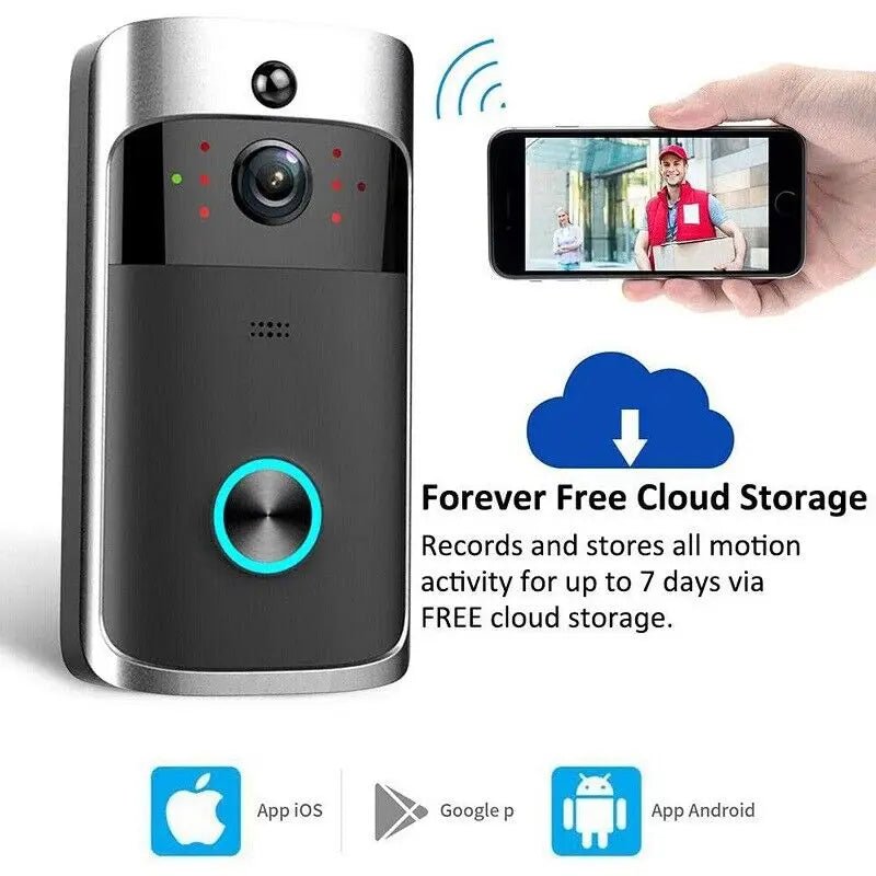 Video Intercom Doorbell Smart WiFi Video Doorbell Camera Night Vision Smart Home Security Outdoor Two Way Intercom Voice Change - Asmota