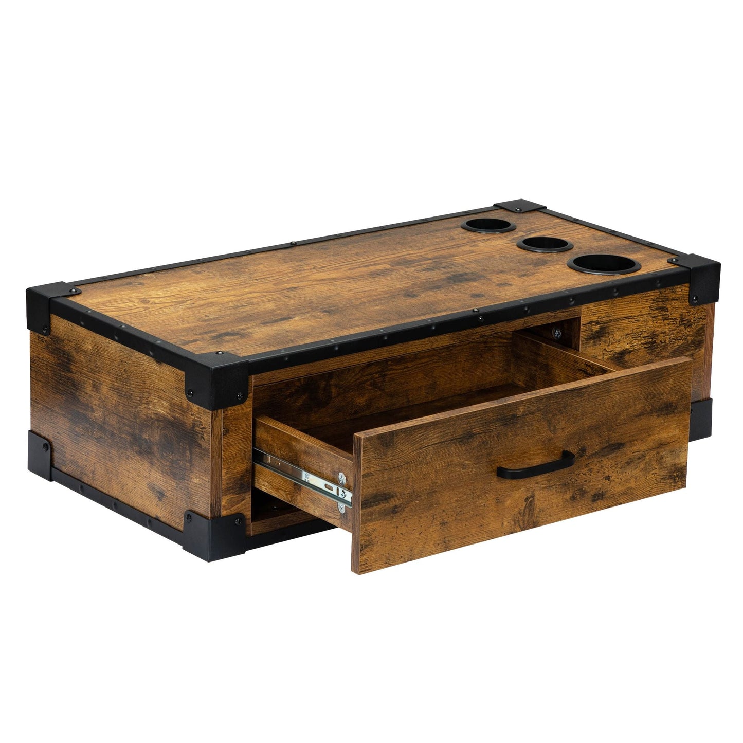 Wall - Mounted Wooden Salon Station; Beauty Styling Table; with 3 Holes for Hair Dryer; Curling Iron; Hair Straightener - Asmota