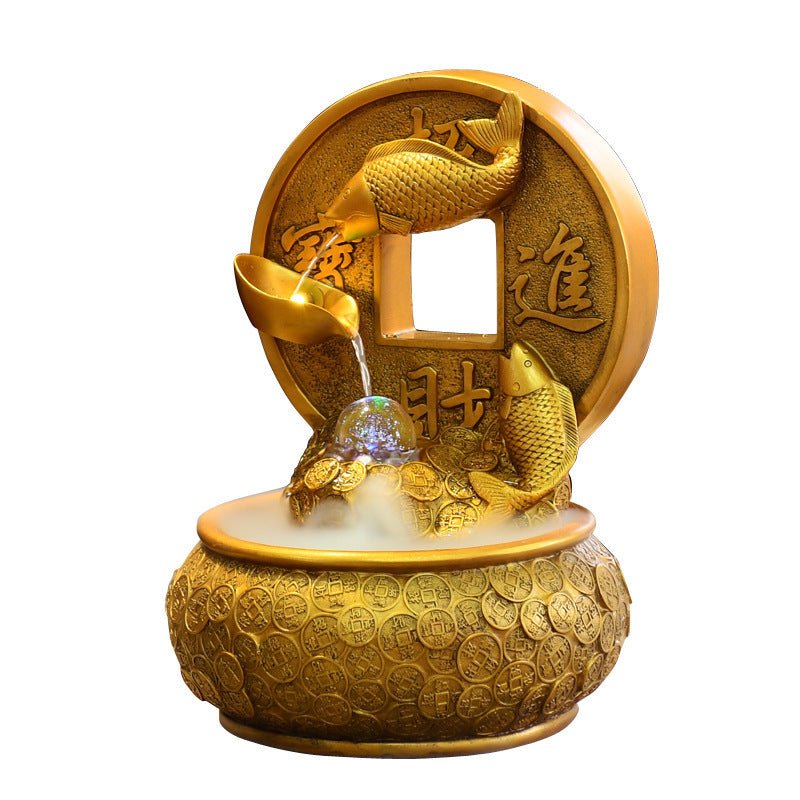 Water Fountain Feng Shui Ornaments Fish Decor Home Office Living Room Decoration - Asmota