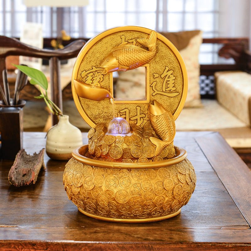 Water Fountain Feng Shui Ornaments Fish Decor Home Office Living Room Decoration - Asmota