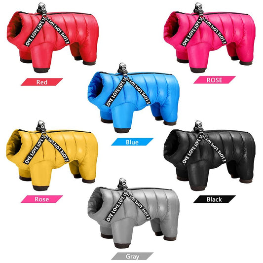 Winter Dog Clothes Super Warm Pet Dog Jacket Coat With Harness Waterproof Puppy Clothing Hoodies For Small Medium Dogs Outfit - Asmota