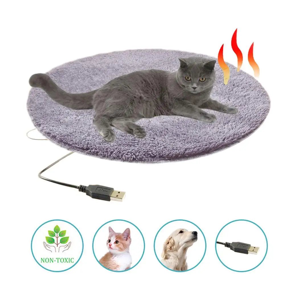 Winter Pet Electric Heating Pad Blanket Dog Cat Electric Heating Bed Plush Mat USB Charging Sleeping Blanket For Travel Dog Bed - Asmota