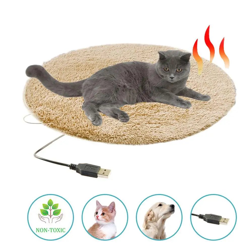 Winter Pet Electric Heating Pad Blanket Dog Cat Electric Heating Bed Plush Mat USB Charging Sleeping Blanket For Travel Dog Bed - Asmota