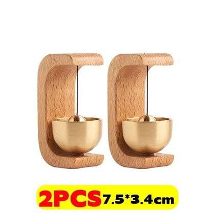 Wireless Doorbell Solid Wooden Doorbell Magnetic Brass Wind Chimes Wireless Jingle Bell Entrance Door Bell Pendant Home Decor - Asmota