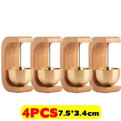 Wireless Doorbell Solid Wooden Doorbell Magnetic Brass Wind Chimes Wireless Jingle Bell Entrance Door Bell Pendant Home Decor - Asmota