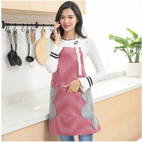 Women Aprons Waterproof Adjustable Neck Strap Absorbent Cooking Gardening BBQ Baking Sleeveless Kitchen Apron with Pocket - Asmota