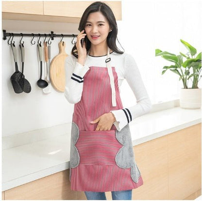 Women Aprons Waterproof Adjustable Neck Strap Absorbent Cooking Gardening BBQ Baking Sleeveless Kitchen Apron with Pocket - Asmota
