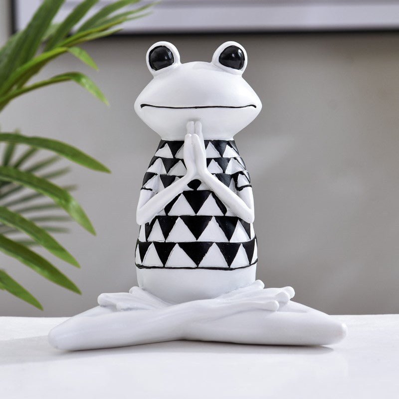 Yoga Frog Figurines Meditation Animal Ornaments Resin Statue Living Room Bedroom Interior Decor Office Home Decoration - Asmota