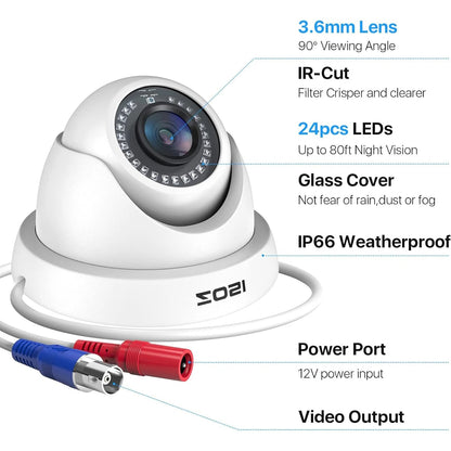 ZOSI 4Pack 2.0MP HD 1080P Security Cameras Kit Indoor Outdoor Home CCTV Dome Surveillance Camera for HD - TVI Analog DVR System - Asmota