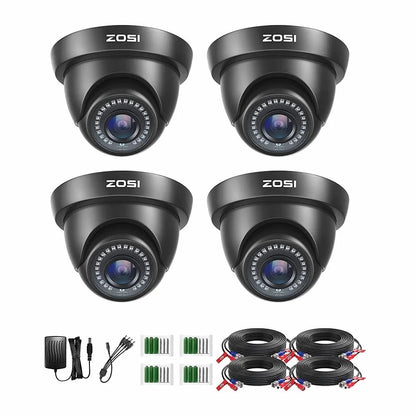 ZOSI 4Pack 2.0MP HD 1080P Security Cameras Kit Indoor Outdoor Home CCTV Dome Surveillance Camera for HD - TVI Analog DVR System - Asmota