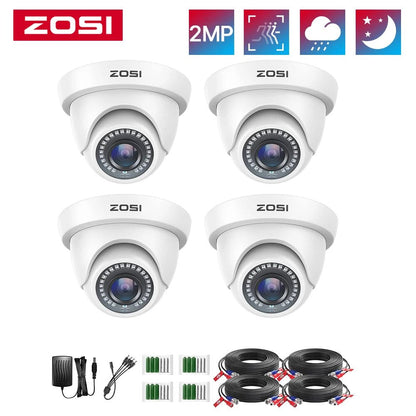 ZOSI 4Pack 2.0MP HD 1080P Security Cameras Kit Indoor Outdoor Home CCTV Dome Surveillance Camera for HD - TVI Analog DVR System - Asmota